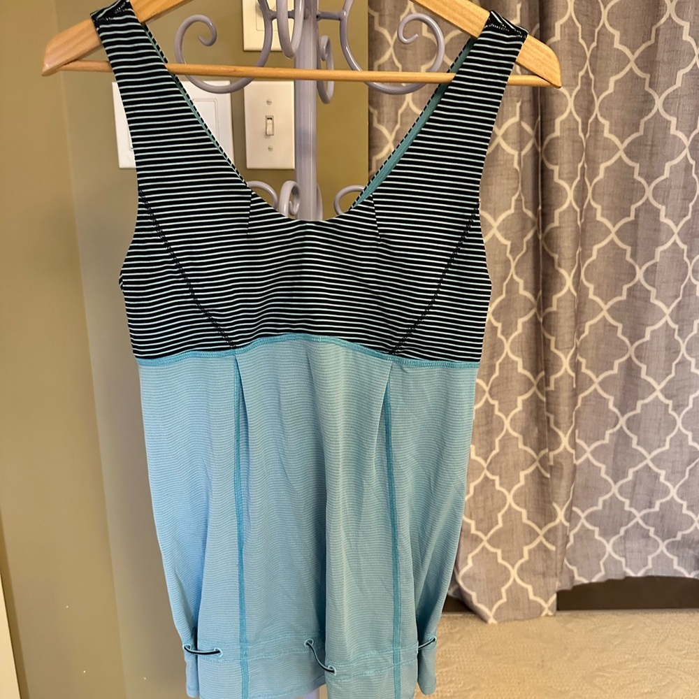 Lululemon Athletica Black and Blue Striped Tank Top